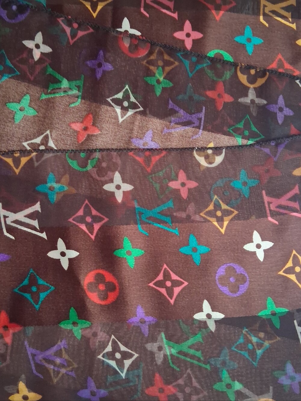VINTAGE LOUIS VUITTON LOGO Scarf Long Multi Color Logo LV - Picture 6 of 11